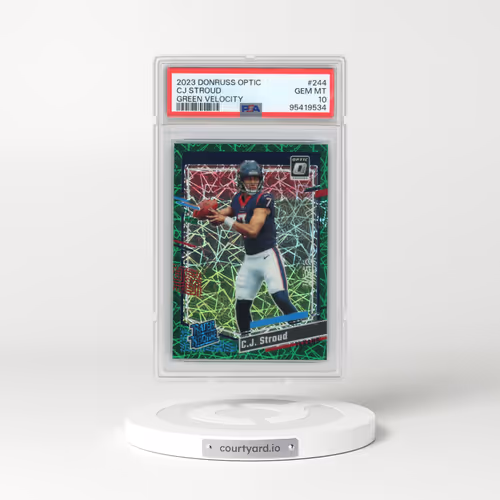 2023 Panini Donruss Optic #244 CJ Stroud - Green Velocity (PSA 10 GEM MINT)