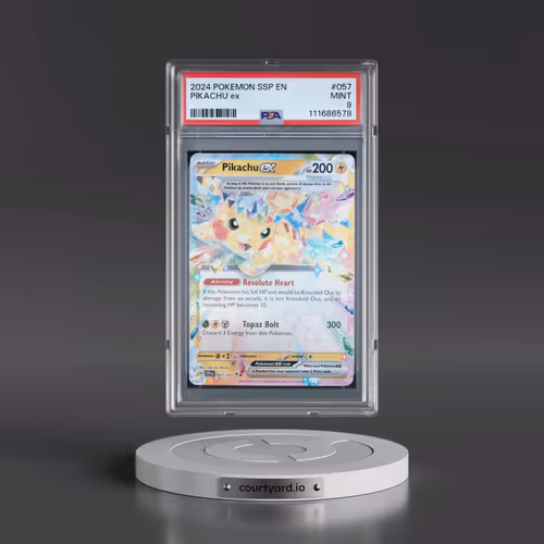 2024 Pokémon Ssp EN-Surging Sparks #057 Pikachu EX - Holo (PSA 9 MINT)