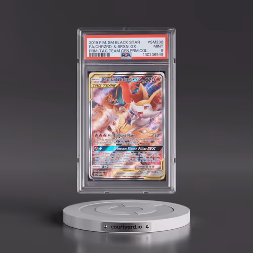 2019 Pokémon SM Black Star Promo #SM230 Charizard & Braixen GX - Holo Full Art Tag Team Generations