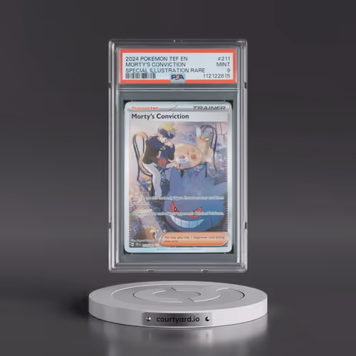 2024 Pokémon Tef EN-Temporal Forces #211 Morty's Conviction - Special Illustration Rare (PSA 9 MINT)