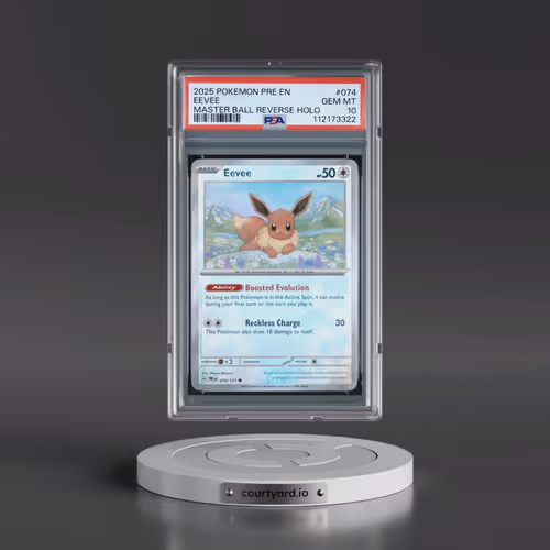 2025 Pokémon Pre EN-Prismatic Evolutions #074 Eevee - Reverse Holo Master Ball (PSA 10 GEM MINT)