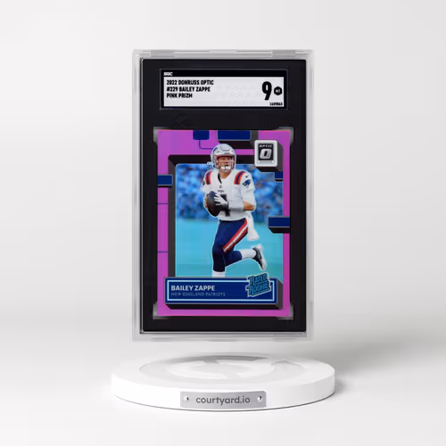2022 Donruss Optic #229 Bailey Zappe - Pink Prizm (SGC 9 MINT)