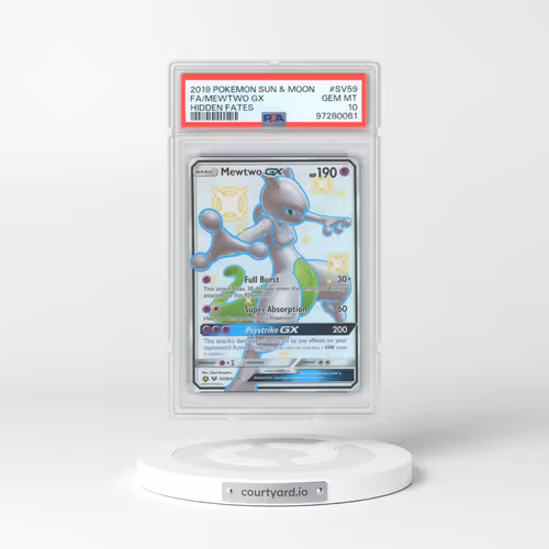 2019 Pokémon Sun & Moon Hidden Fates #SV59 Mewtwo GX - Holo Full Art (PSA 10 GEM MINT)