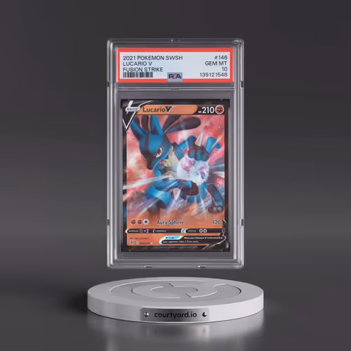 2021 Pokémon Sword & Shield Fusion Strike #146 Lucario V - Holo (PSA 10 GEM MINT)