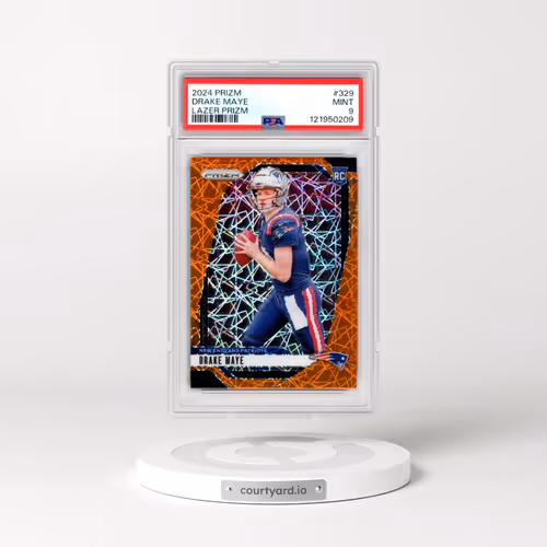 2024 Panini Prizm #329 Drake Maye - Lazer Prizm (PSA 9 MINT)