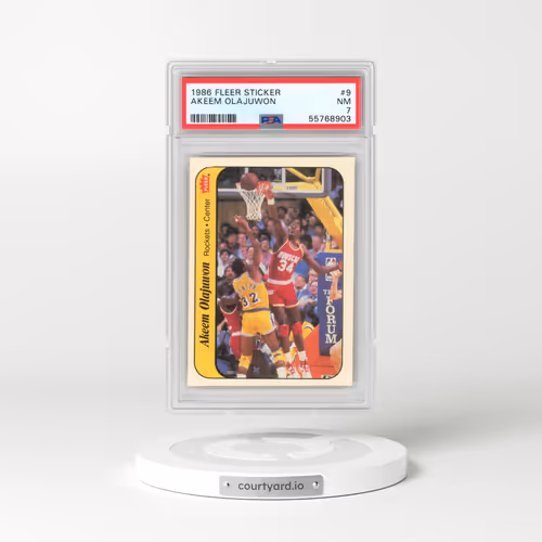 1986 Fleer Sticker #9 Akeem Olajuwon (PSA 7 NM)