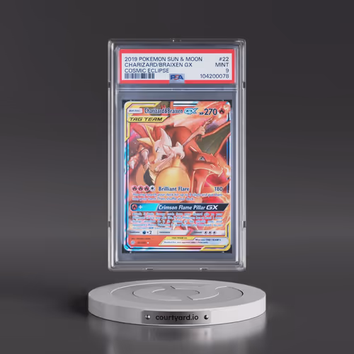 2019 Pokémon Sun & Moon Cosmic Eclipse #22 Charizard & Braixen GX - Holo (PSA 9 MINT)