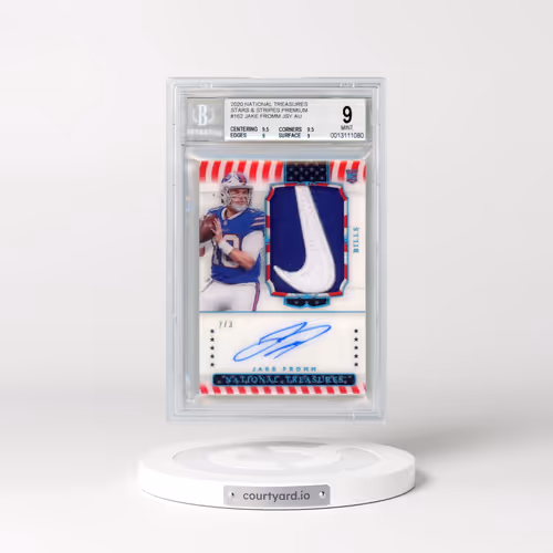 2020 Panini National Treasures Stars and Stripes Premium #162 Jake Fromm JSY AU (BGS 9 MINT)