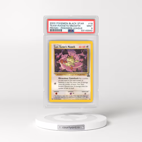 1999 Black Star Promos #18 Team Rocket's Meowth - Pokémon League (PSA 9 MINT)
