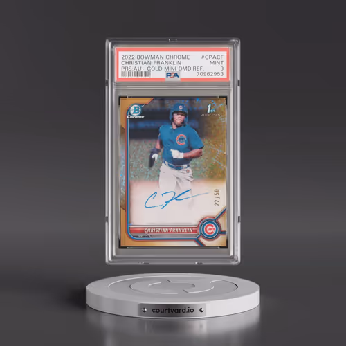 2022 Bowman Chrome Prospect Autographs #CPACF Christian Franklin - Gold Mini Diamond Refractor (PSA