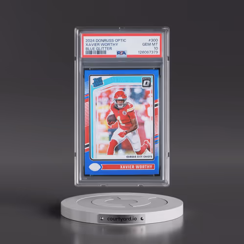 2024 Panini Donruss Optic #300 Xavier Worthy - Blue Glitter (PSA 10 GEM MINT)