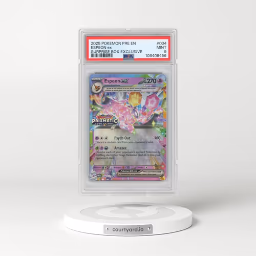 2025 Pokémon Pre EN-Prismatic Evolutions #034 Espeon EX - Holo Surprise Box Exclusive (PSA 9 MINT)