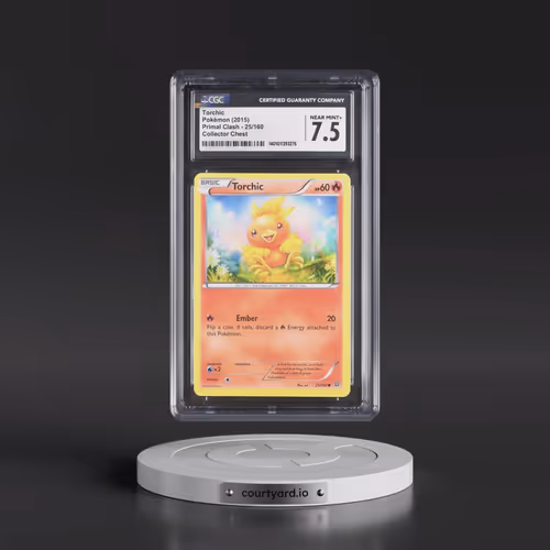 2015 Primal Clash #25/160 Torchic - (Holo Lines are 45 Deg.) Sheen Holo Collector Chest (CGC 7.5 NM+