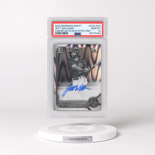2022 Bowman Draft Chrome Draft Pick Autographs #CDAJWS Jett Williams - Black & White Raywave Refract