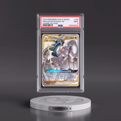 2019 Pokémon Sun & Moon Cosmic Eclipse #156 Arceus & Dialga & Palkia GX - Holo (PSA 9 MINT)