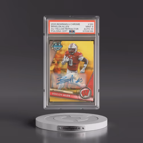 2023 Bowman University Chrome #183 Braelon Allen - Autograph-Yellow Refractor (PSA 9 MINT)