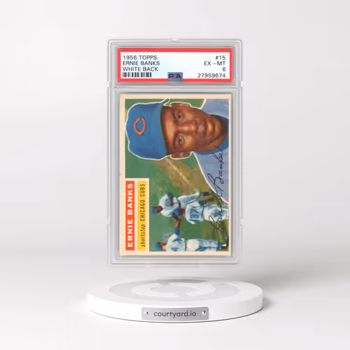 1956 Topps #15 Ernie Banks - White Back (PSA 6 EX-MT)