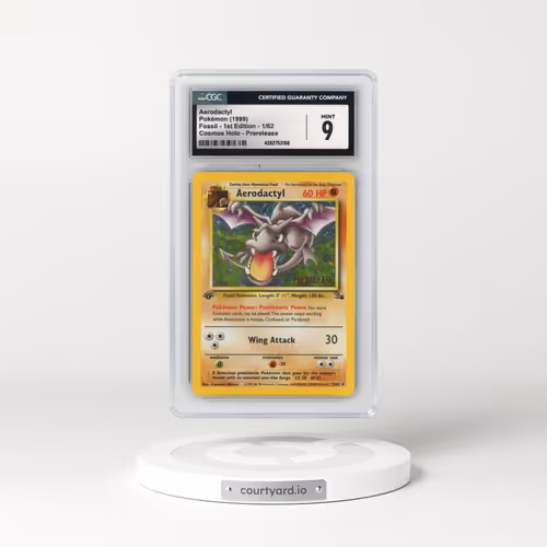 1999 Fossil #1/62 Aerodactyl - 1st Edition Cosmos Holo Prerelease (Gold Stamp) (CGC 9 MINT)