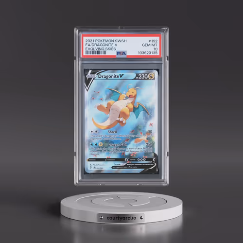 2021 Pokémon Sword & Shield Evolving Skies #192 Dragonite V - Holo Full Art (PSA 10 GEM MINT)