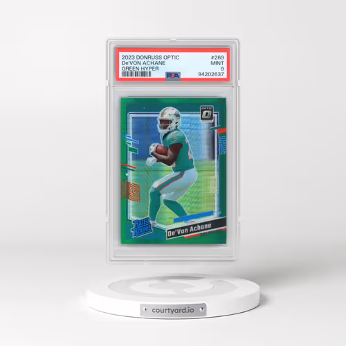 2023 Panini Donruss Optic #269 DE'Von Achane - Green Hyper (PSA 9 MINT)