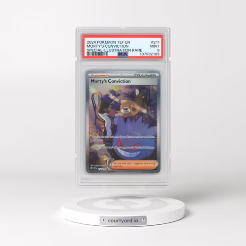 2024 Pokémon Tef EN-Temporal Forces #211 Morty's Conviction - Special Illustration Rare (PSA 9 MINT)