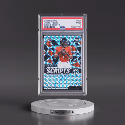 2021 Panini Mosaic Rookie Scripts #RS4 Justin Fields (PSA 9 MINT)