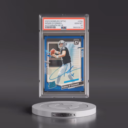 2023 Panini Donruss Optic #258 Aidan O'Connell - Autograph-Blue (PSA 10 GEM MINT)