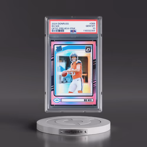 2024 Panini Donruss #369 Bo Nix - Optic Preview-Pink (PSA 10 GEM MINT)