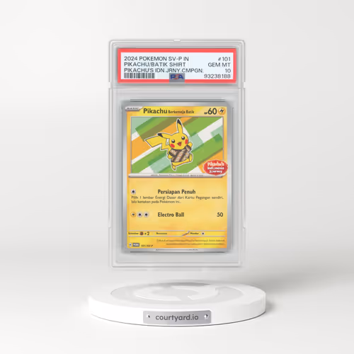 2024 Pokémon SV-P Promo #101 Pikachu in Batik Shirt - Pikachu's Indonesia Journey Campaign (PSA 10 GEM MINT)