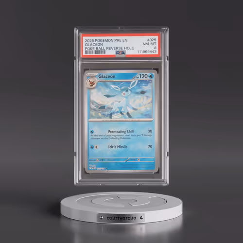 2025 Pokémon Pre EN-Prismatic Evolutions #025 Glaceon - Reverse Holo Poke Ball (PSA 8 NM-MT)