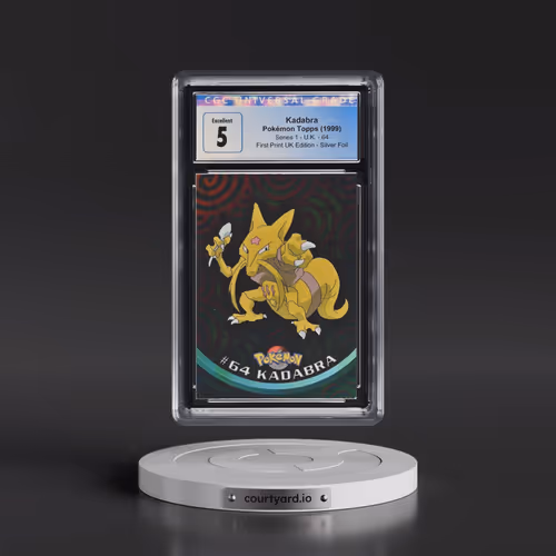 1999 Series 1 (Circular Nintendo Seal) #64 Kadabra - 1st Print UK Ed (Blue Topps Logo) Silver Foil (