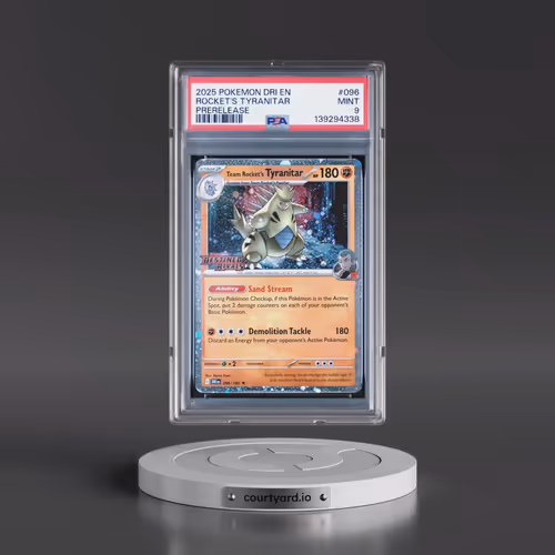 2025 Pokémon Dri EN-Destined Rivals #096 Team Rocket's Tyranitar - Prerelease (PSA 9 MINT)