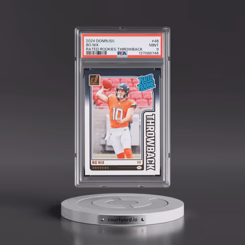 2024 Panini Donruss Rated Rookies Throwback #46 Bo Nix (PSA 9 MINT)