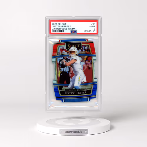 2021 Panini Select #19 Justin Herbert - Die-Cut Red/Blue Prizm (PSA 9 MINT)