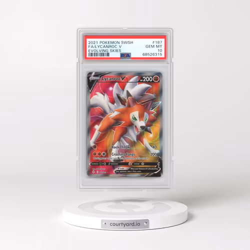 2021 Pokémon Sword & Shield Evolving Skies #187 Lycanroc V - Holo Full Art (PSA 10 GEM MINT)