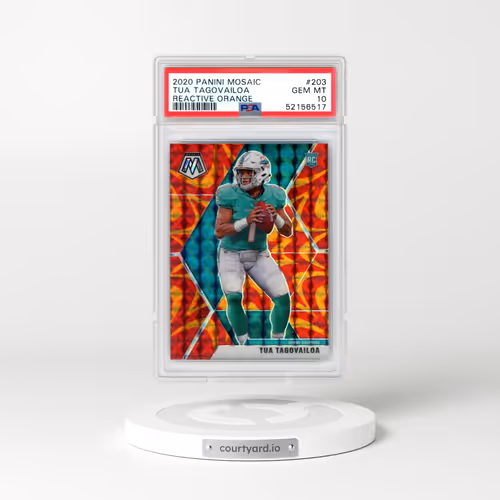 2020 Panini Mosaic #203 Tua Tagovailoa - Reactive Orange (PSA 10 GEM MINT)