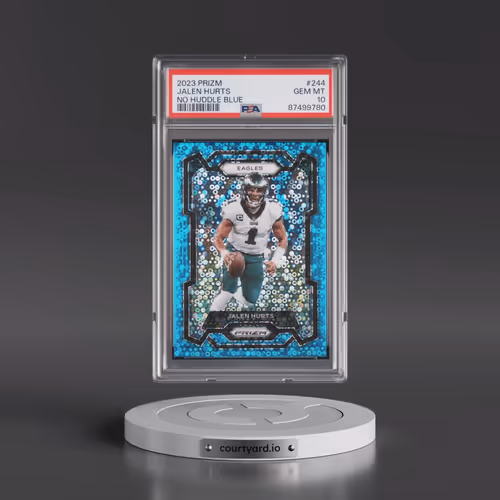 2023 Panini Prizm #244 Jalen Hurts - No Huddle Blue (PSA 10 GEM MINT)