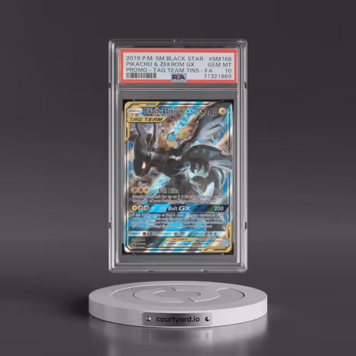 2019 Pokémon SM Black Star Promo #SM168 Pikachu & Zekrom GX - Holo Full Art Tag Team Tins (PSA 10 GE