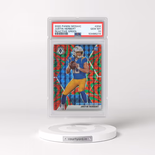2020 Panini Mosaic #204 Justin Herbert - Reactive Green (PSA 10 GEM MINT)