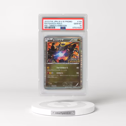 2012 Pokémon Black & White Promo #144 Rayquaza - Holo Pokemon + Nobunaga's Ambition (PSA 10 GEM MINT)