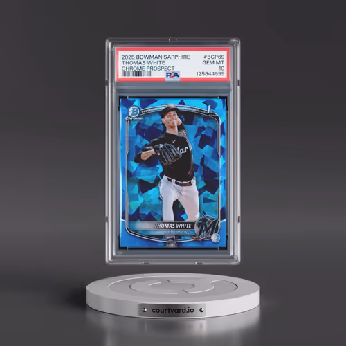 2025 Bowman Sapphire Edition Chrome Prospects #BCP69 Thomas White (PSA 10 GEM MINT)