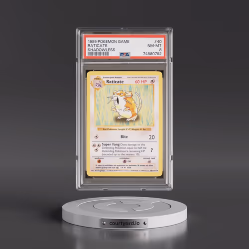 1999 Pokémon Game #40 Raticate - Shadowless (PSA 8 NM-MT)