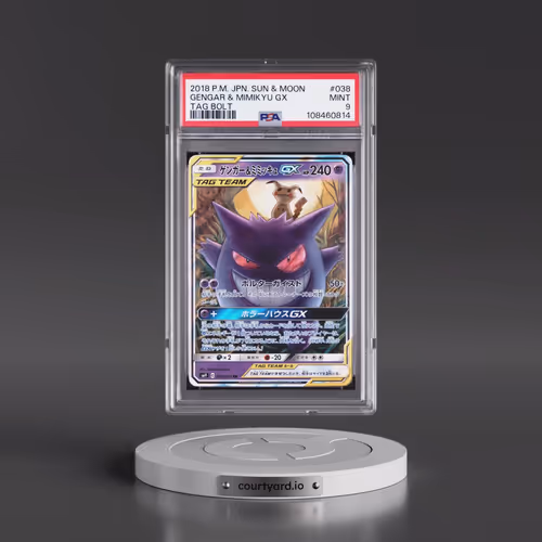2018 Pokémon Sun & Moon Tag Bolt #038 Gengar & Mimikyu GX - Holo (PSA 9 MINT)
