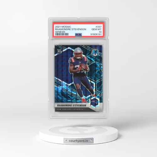 2021 Panini Mosaic #337 Rhamondre Stevenson - Genesis (PSA 10 GEM MINT)