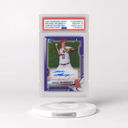 2021 Bowman Draft Chrome Draft Pick Autographs #CDAMMCG Michael Mcgreevy - Purple Refractor (PSA 10