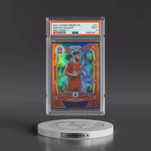 2021 Panini Prizm Premier League #87 Harvey Elliott - Red Prizm (PSA 9 MINT)