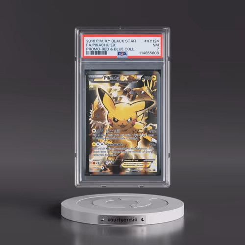 2016 Pokémon XY Black Star Promo #XY124 Pikachu EX - Holo Full Art Red & Blue Collection (PSA 7 NM)