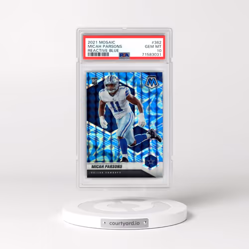 2021 Panini Mosaic #362 Micah Parsons - Reactive Blue (PSA 10 GEM MINT)