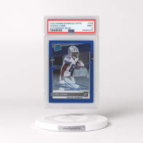 2020 Panini Donruss Optic #156 Ceedee Lamb - Autograph-Blue (PSA 9 MINT)