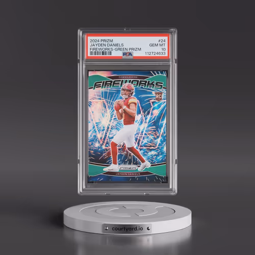 2024 Panini Prizm Fireworks #24 Jayden Daniels - Green Prizm (PSA 10 GEM MINT)